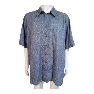 Vintage Cabela's‎ XL Tall Fishing Shirt: Faded Blue Tribal Print, Vented Back